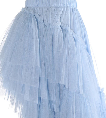 High Elastic Waist Blue Irregular Mesh Layers Cake Half-body Skirt Women Fashion Tide New Spring Autumn 2025 1DH9418