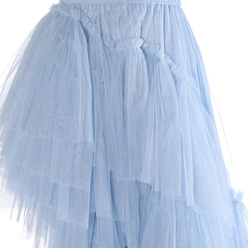 Load image into Gallery viewer, High Elastic Waist Blue Irregular Mesh Layers Cake Half-body Skirt Women Fashion Tide New Spring Autumn 2025 1DH9418
