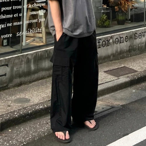 Load image into Gallery viewer, Men&#39;s Cargo Trousers Summer Lazy Style Loose Wide Leg Overalls Trend Straight Leg Casual Elastic Waist Design Pants 9C5919
