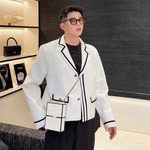 Load image into Gallery viewer, Men Jacket New Korean Turn-down Collar Design Patchwork Handsome Single Breasted Stylish Male Clothing Mulit Pockets 9W1582
