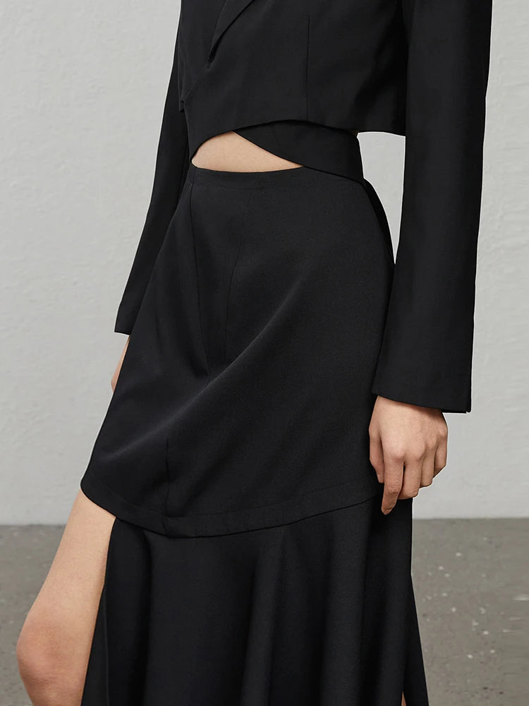 Split Elegant Solid Skirts For Women High Waist Asymmetrical Summer Minimalist Skirt Female Fashion Style Clothes
