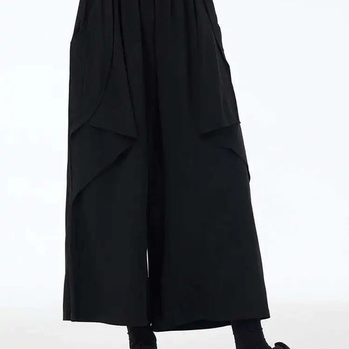 Load image into Gallery viewer, High Elastic Waist Black Irregular Pleated Long Wide Leg Pants New Trousers Women Fashion Tide Spring Autumn 2025 1DH6134

