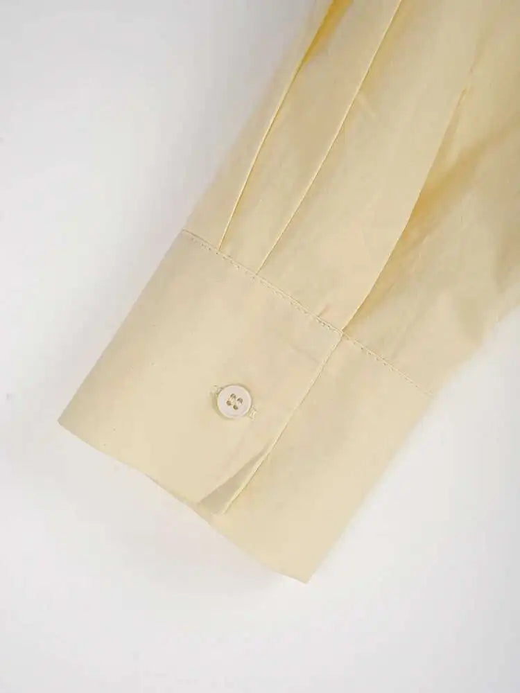 Women Yellow Color-block Big Size Elegant Blouse New Lapel Long Sleeve Shirt Fashion Tide Spring Autumn 2025 CPG1947