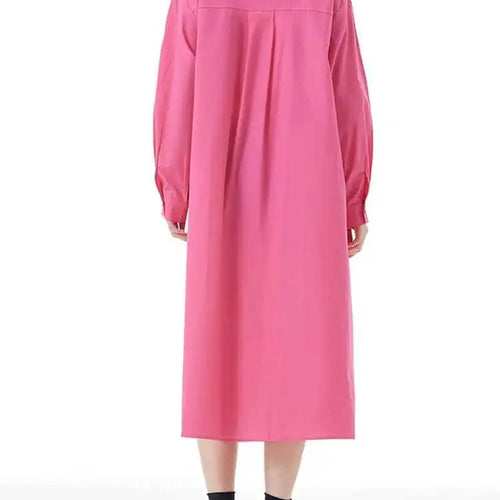 Load image into Gallery viewer, Women Green Rose Red Spliced Big Size Midi Shirt Dress New Lapel Long Sleeve Fashion Tide Spring Autumn 2025 1DH5167
