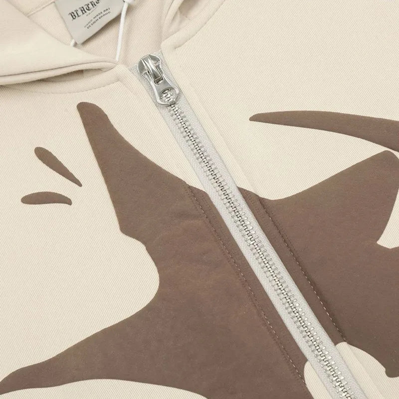 Men's Sweatshirts New American Hoodie Printed Loose Hoodie Trendy Zipper Pockets Design Male Casual Clothing Spring 9W1883