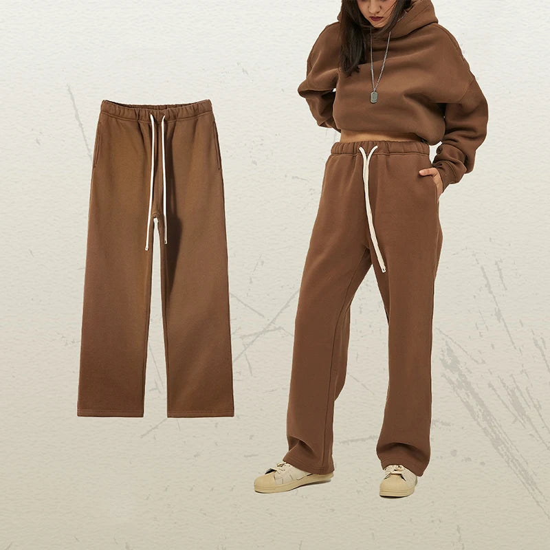 Male Sweatshirt Sweatpants Two-piece Set Pullover Round Collar Long Sleeve Top Straight Pants Spring Fashion Tide 9W128