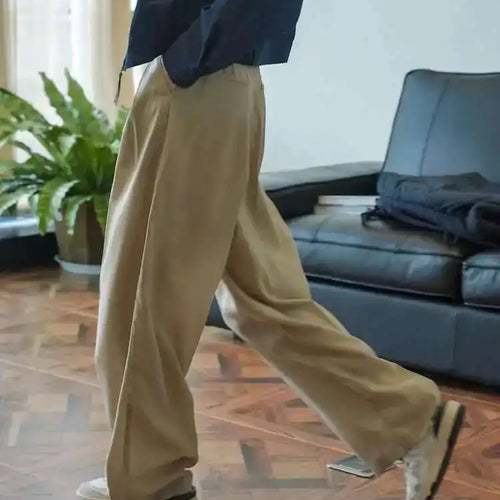 Load image into Gallery viewer, High Waist Khaki Brief Pleated Long Wide Leg Pants New Loose Fit Trousers Women Fashion Tide Spring Autumn 2025  1DF9946
