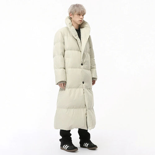 Load image into Gallery viewer, Simple Men&#39;s Down Jackets Stand Collar Long Single Breasted Casual Male Coats Solid Color Loose Overknee Menswear 9C9217
