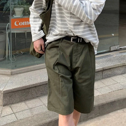 Load image into Gallery viewer, High Street Men&#39;s Casual Shorts Folded Straight Loose Bottom Wide Leg Solid Color Male Trousers Summer Trend 9C6743
