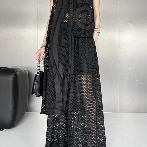 Load image into Gallery viewer, Big Size Black Grid Vest Wide Leg Pants Two Piece Suit New Lapel Sleeveless Women Fashion Tide Spring Autumn 2025 1DJ1417
