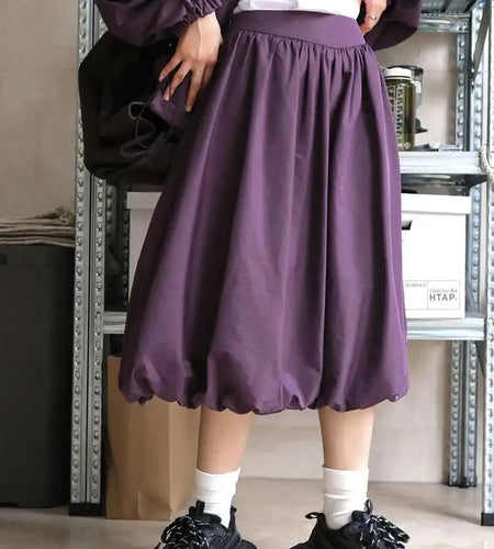 High Waist Purple Blue Pleated Shaped Elegant A-line Half-body Skirt Women Fashion Tide New Spring Autumn 2025 1DH6529