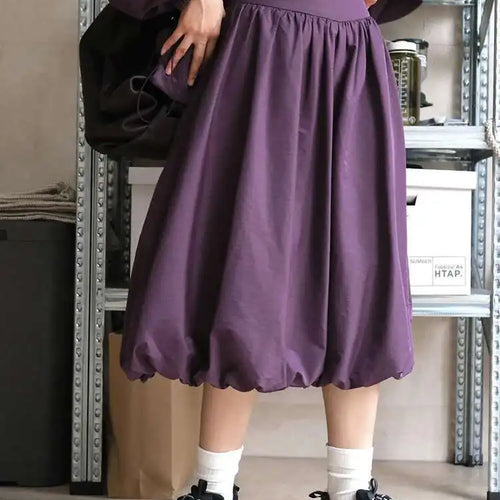 Load image into Gallery viewer, High Waist Purple Blue Pleated Shaped Elegant A-line Half-body Skirt Women Fashion Tide New Spring Autumn 2025 1DH6529
