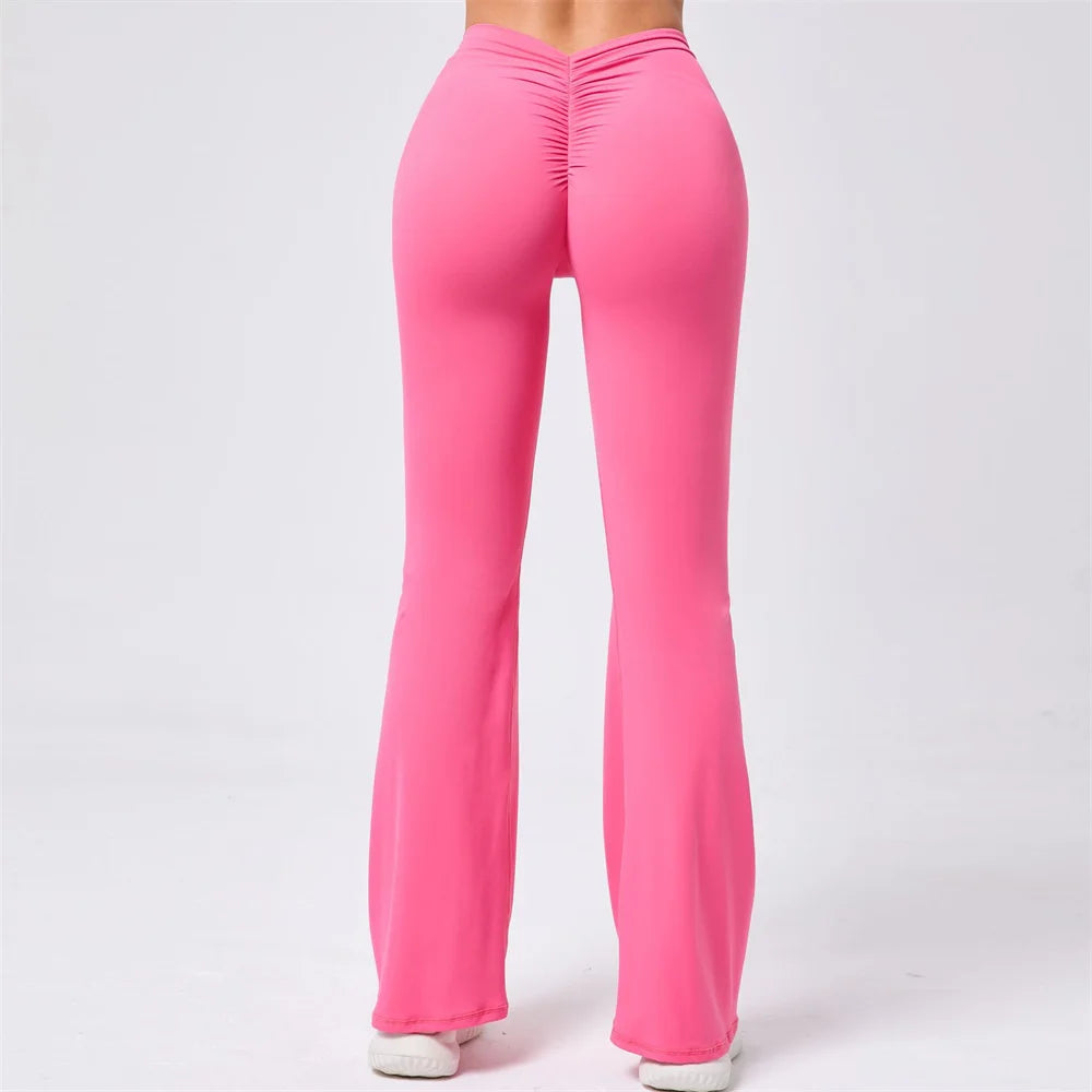 Flare Leggings V-shaped Hip Yoga Pants Women High Waist Wide Leg Pants Women Gym Fitness Sports Flared Pant Latin Dance Trousers