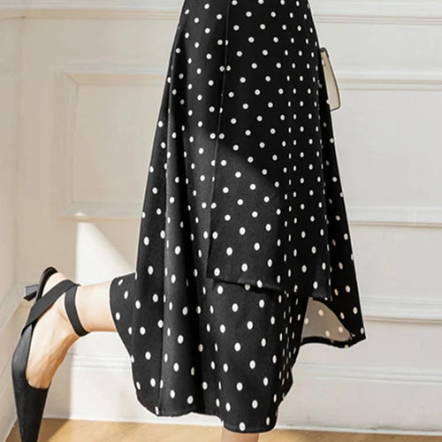 Load image into Gallery viewer, Irregular Dot Printed Summer Female Skirt Elegant Office Ladies New High Waist A-line Black Casual Chic Women&#39;s Skirts
