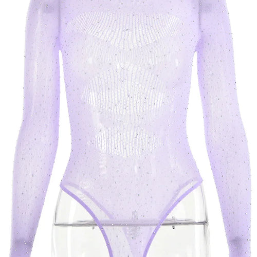 Load image into Gallery viewer, Women's Sexy Spicy Girl High Elastic Knitted Bodysuit, Perspective, Long Sleeved, Hollow Hot Diamond, Summer Beach 2024
