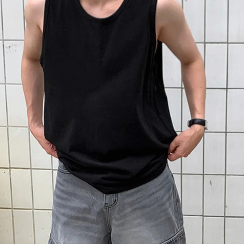 Load image into Gallery viewer, Men&#39;s Handsome Sports Vest New Summer Loose Round Neck Korean Pullover Trendy Solid Color Stylish Simple Male Top 9W1613
