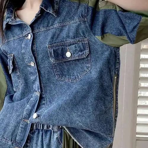 Load image into Gallery viewer, Army Green Color-block Big Size Casual Jacket New Lapel Three-quarter Sleeve Women Coat Fashion Spring Autumn 2025 1DH5212
