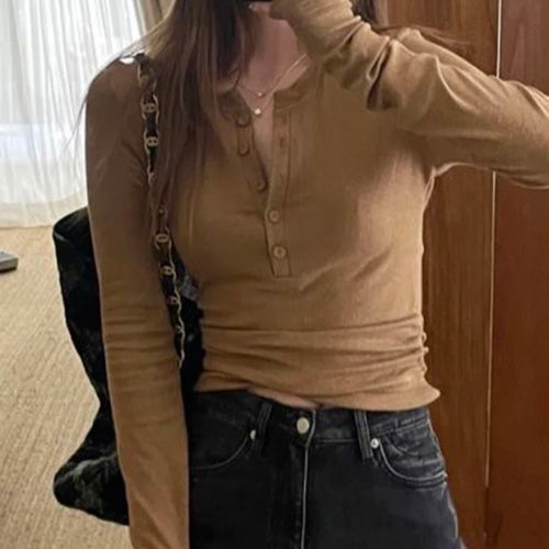 Load image into Gallery viewer, O-neck Slim Pure Color Female Basic Blouses Autumn Office Ladies Long Sleeve Casual Simple Women&#39;s Blouse Chic Buttons
