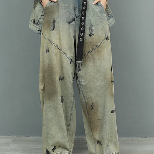 Load image into Gallery viewer, Big Size Denim Vest Wide Leg Pants Two Piece Suit New Round Neck Sleeveless Women Fashion Tide Spring Autumn 2025 1DJ0966
