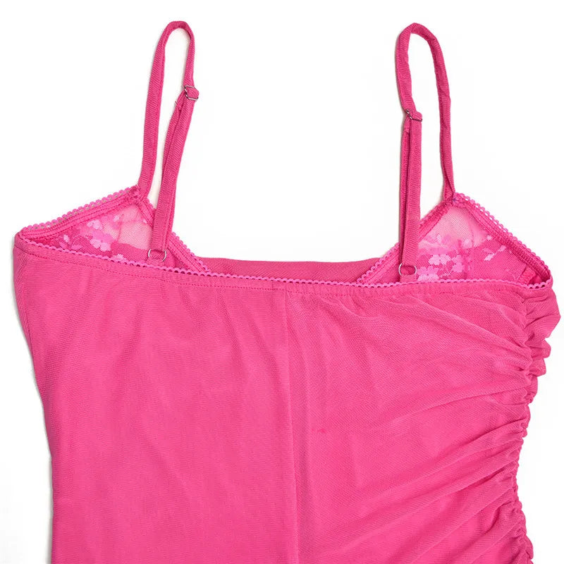 Elegant Spaghetti Strap Backless Sexy Maxi Dress For Women Fashion Two Layer Mesh Sleeveless Bodycon Club Party Dress