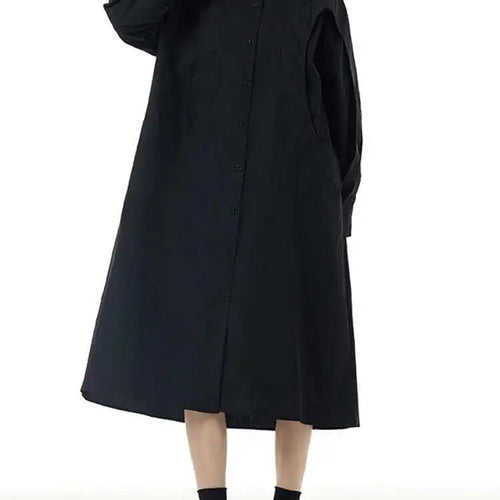 Load image into Gallery viewer, Women Green Rose Red Spliced Big Size Midi Shirt Dress New Lapel Long Sleeve Fashion Tide Spring Autumn 2025 1DH5167
