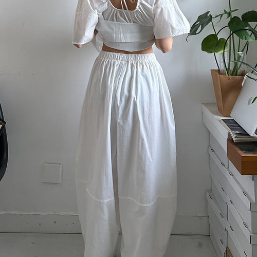 Load image into Gallery viewer, High Elastic Waist White Brief Pocket Wide Leg Casual Pants New Trousers Women Fashion Tide Spring Autumn 2025 1DJ1590

