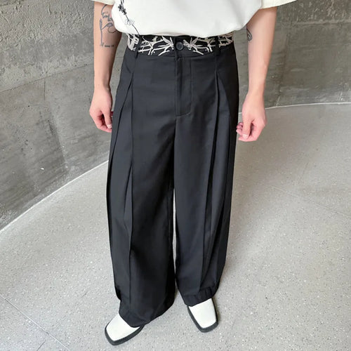 Load image into Gallery viewer, Bract Pleated Wide-leg Pants Men&#39;s Summer Chinese Style Waist Embroidery Loose Trousers Fashion Trend Men 9C5806
