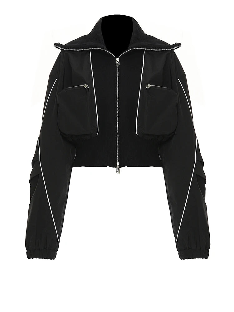 Loose Fit Army Green Big Pocket Casual Jacket New Lapel Long Sleeve Women Coat Fashion Tide Spring Autumn 2025 7AB1819