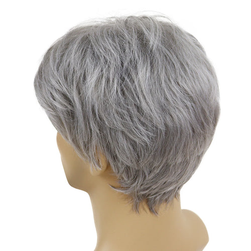 Load image into Gallery viewer, Synthetic Short Men Wig Cosplay Silver Grey Wig with Bangs Korean Male Hair Hairstyle Grandpa Halloween Costume Wigs
