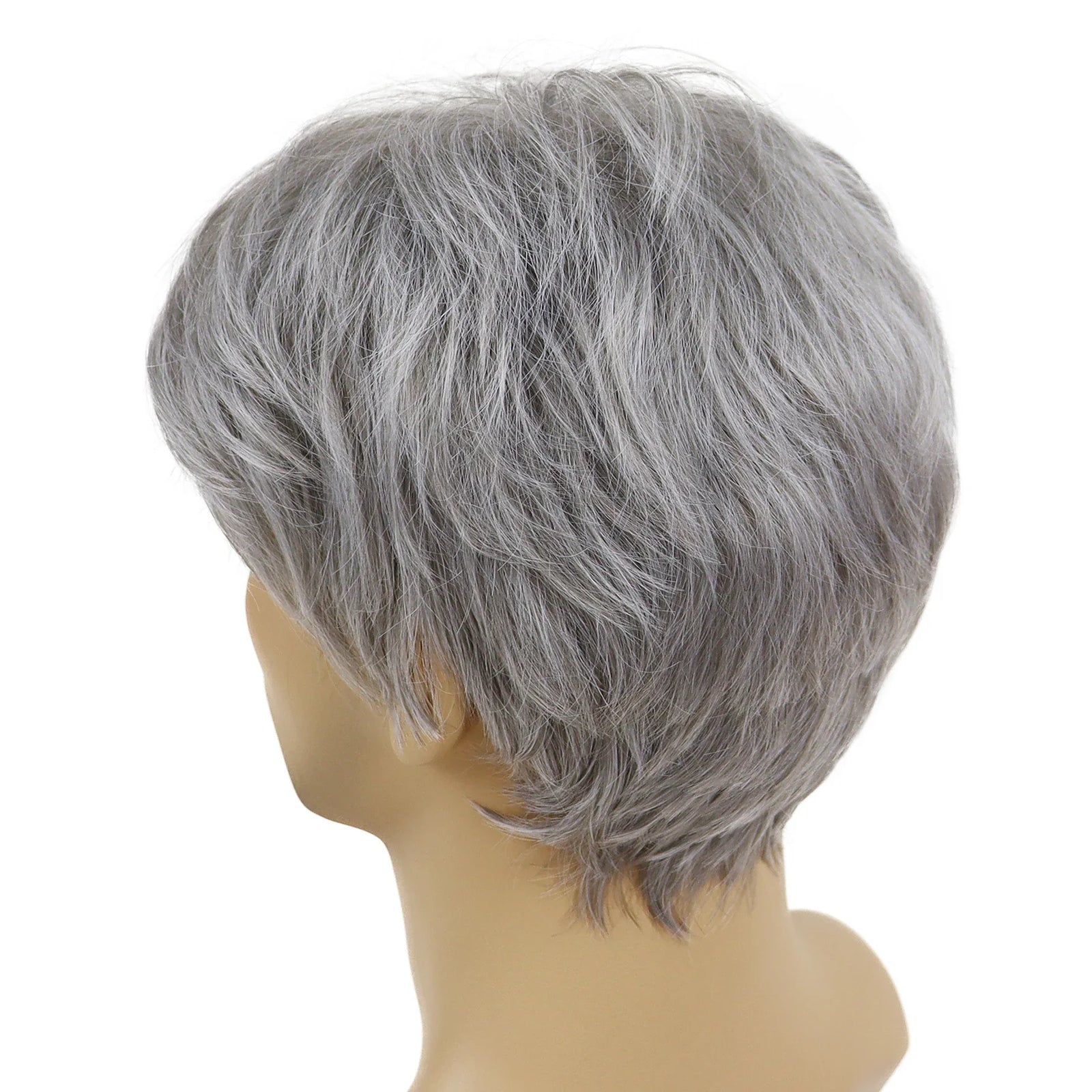 Synthetic Short Men Wig Cosplay Silver Grey Wig with Bangs Korean Male Hair Hairstyle Grandpa Halloween Costume Wigs