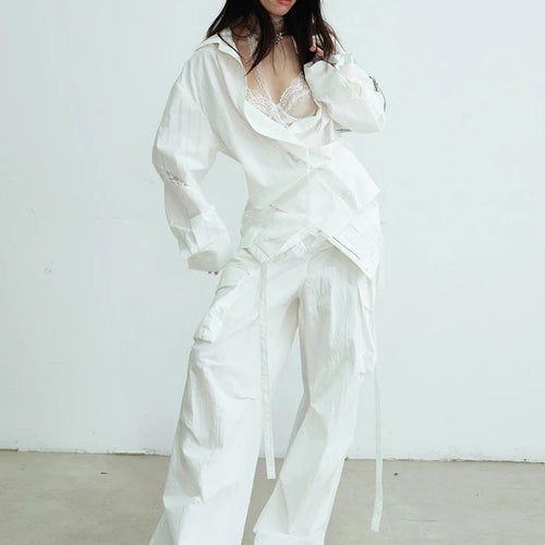 Load image into Gallery viewer, Women White Lace Hollow Out Big Size Elegant Blouse New Lapel Long Sleeve Shirt Fashion Tide Spring Autumn 2025 1DJ0688
