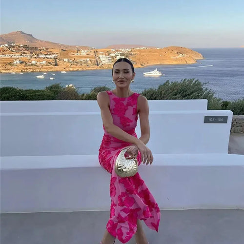 Load image into Gallery viewer, Elegant Floral Print Sexy Maxi Dress For Women Embroidered Applique Tank Dress Femme Bodycon Club Party Long Dress
