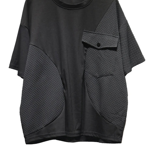 Load image into Gallery viewer, Women Black Splice Color-block Big Size Casual T-shirt New Round Neck Short Sleeve Fashion Tide Spring Summer 2025 1DJ0603
