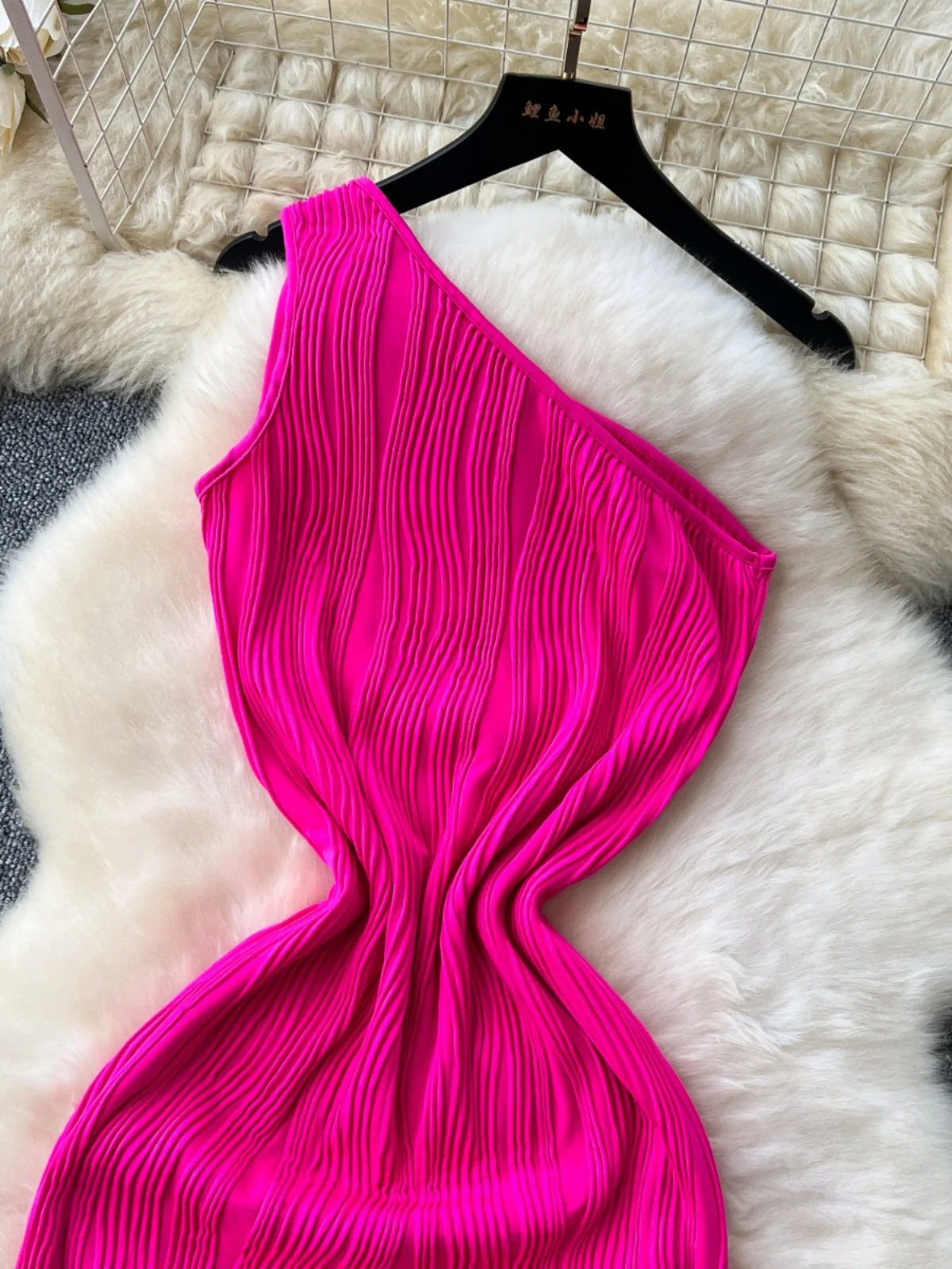 Summer Rose Red Sexy Sleeveless Backless Long Dress 2024 Women's Diagonal Collar Elegant Club Party Dress Simplicity Fashion New