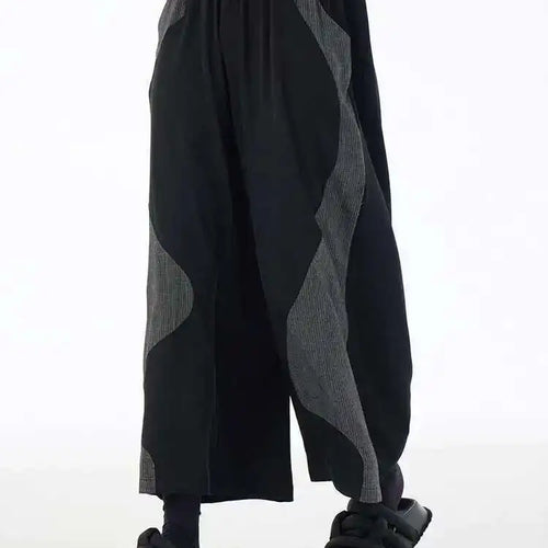 Load image into Gallery viewer, High Elastic Waist Black Plaid Color-block Long Wide Leg Pants New Trousers Women Fashion Tide Spring Autumn 2025 1DH6076
