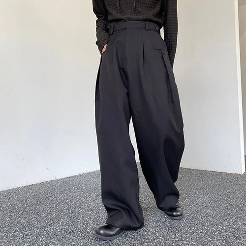 Load image into Gallery viewer, Men&#39;s Thickened Trousers Solid Color Korean Style Wide Leg Straight Leg Casual Pants Trend Autumn Winter Belt Design 9C3478
