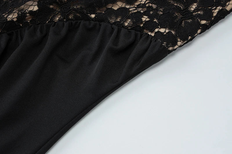 Lace Halter Backless Sexy Maxi Dress For Women Black Off-shoulder Strapless Sleeveless Bodycon Club Party Long Dress