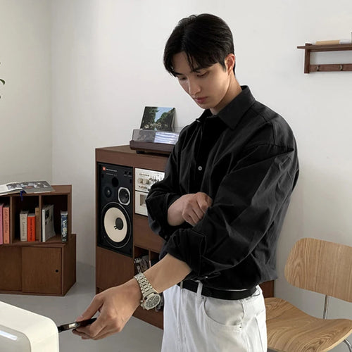 Load image into Gallery viewer, Men's Shirts Long Sleeve New Korean Simple Niche Design Solid Color Single Breasted Spring Male Causal Clothing 9W1982
