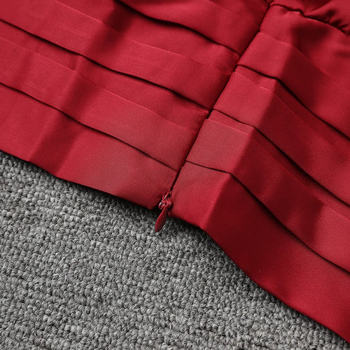 Load image into Gallery viewer, Women Red Irregular Pleated Big Size Elegant Blouse New V-neck Long Sleeve Shirt Fashion Tide Spring Autumn 2025  9C7045
