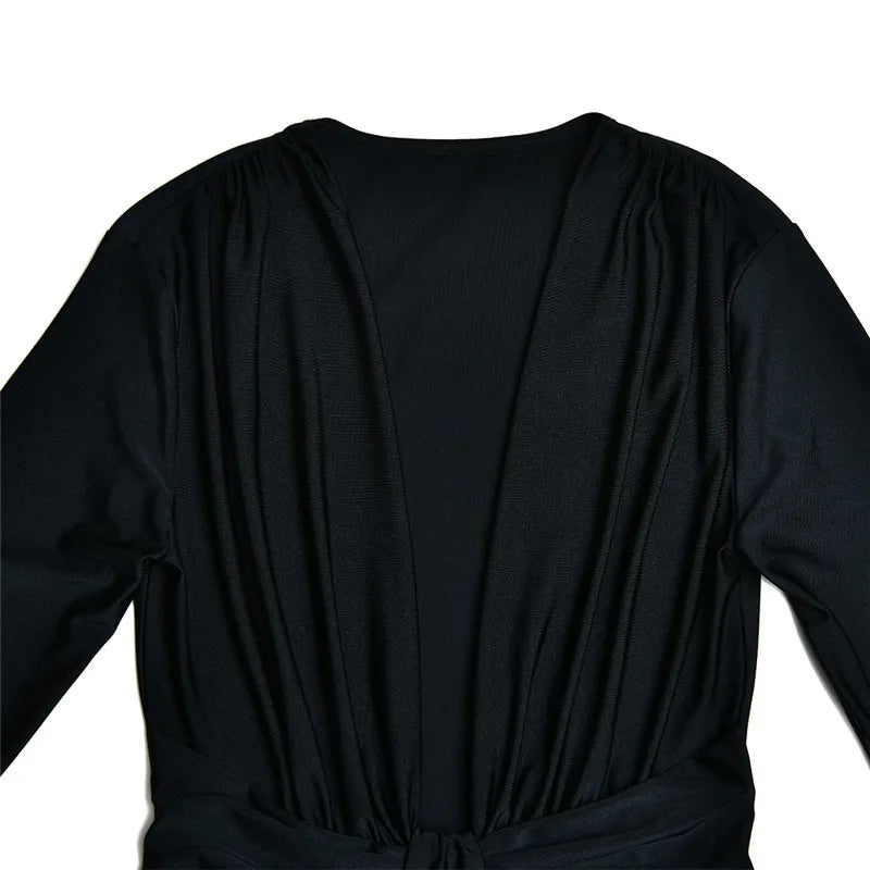 Deep V Neck Long Sleeve Split Maxi Dress Women Elegant Clubwear 2023 Autumn New Bodycon Ruched Sexy Long Dress