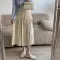 Load image into Gallery viewer, Spring Summer Black Beige High Waist Pleated Long Skirts Korean Fashion Women Blue Yellow Versatile A-line Half Skirt Streetwear
