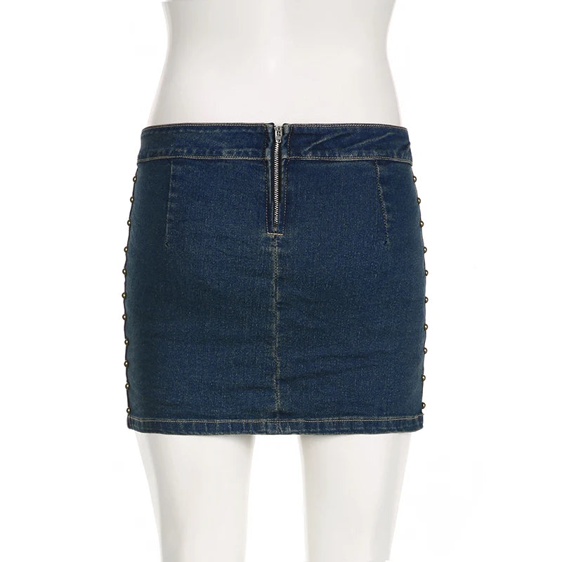 Harajuku retro gradient reflective skirt zipper high waist sexy