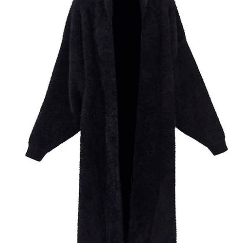 Load image into Gallery viewer, Black Big Size Long Knitting Sweater Cardigan Loose Fit V-Neck Long Sleeve Women New Fashion Spring Autumn 2025 JH2480
