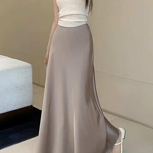 Load image into Gallery viewer, Vintage Fashion 2024 Spring Summer New Solid High Waist Fishtail Long Skirts Women Simplicity Festival Vacation Half Skirt Trend
