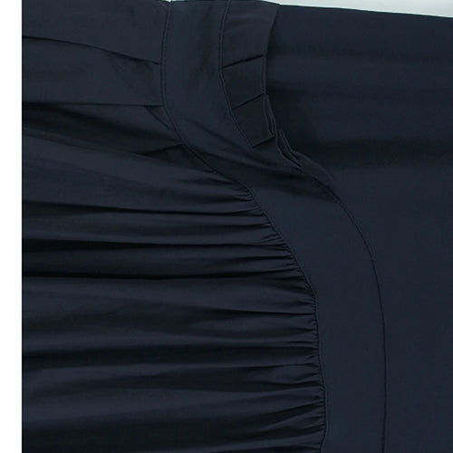 Load image into Gallery viewer, Women Blue Ruffles Spliced Pocket Big Size Midi Dress New Round Neck Short Sleeve Fashion Tide Spring Summer 2025 1DJ1325
