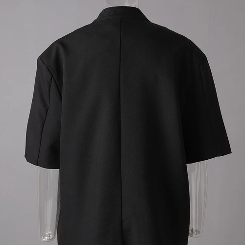 Load image into Gallery viewer, Women Black Buckle Big Size Elegant Blazer New Stand Collar Half Sleeve Jacket Fashion Tide Spring Summer 2025 CPG3087
