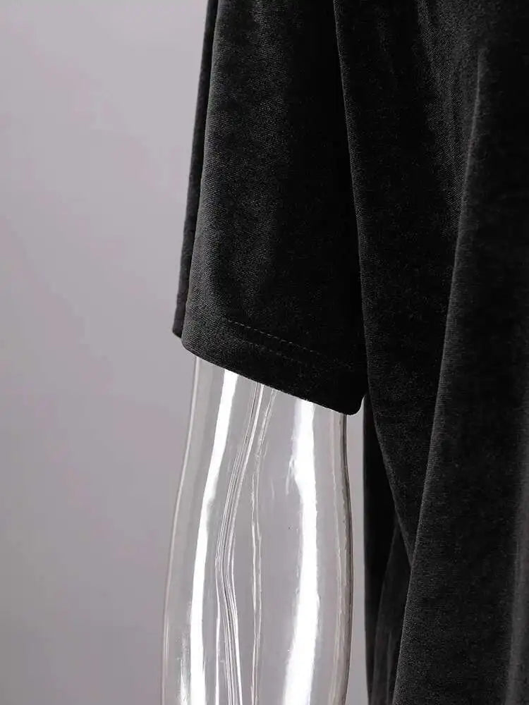 Women Green Mesh Ruffles Hem Big Size Knee-Length Dress New Round Neck Short Sleeve Fashion Spring Summer 2025 CPG2904