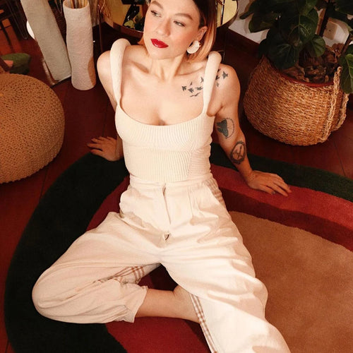 Load image into Gallery viewer, Backless Knit Sweater Crop Tops For Women Vest Fashion Spaghetti Strap Sleeveless Knitted Tank Tops Ladies Camis Tops
