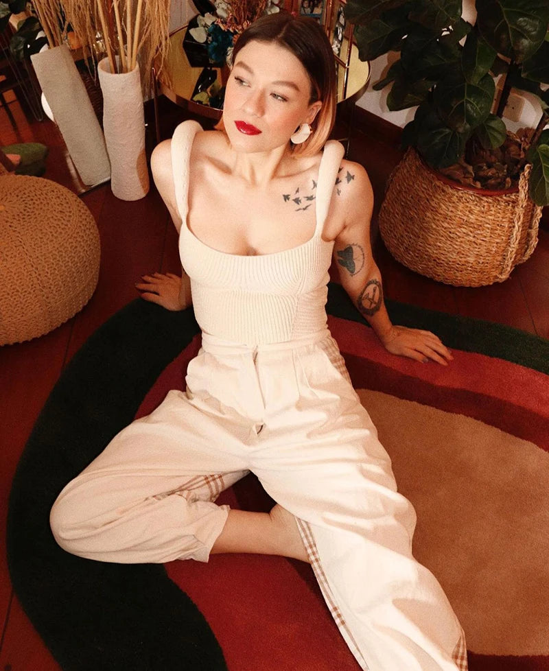 Backless Knit Sweater Crop Tops For Women Vest Fashion Spaghetti Strap Sleeveless Knitted Tank Tops Ladies Camis Tops