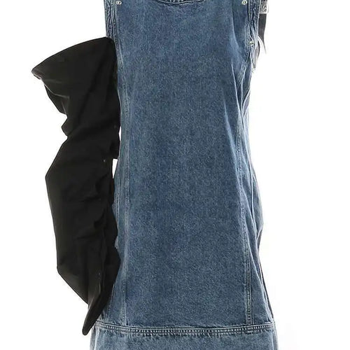 Load image into Gallery viewer, Women Blue Denim Button Many Ways Wear Dress New Round Neck Long Sleeve Loose Fit Fashion Tide Spring Autumn 2025 17A8518
